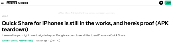 九融配资端 外媒曝谷歌推进“快速分享”功能：安卓与iOS跨端传输或成现实